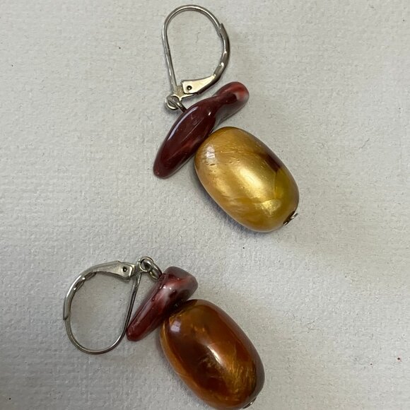 Vintage-style Bead Fashion Costume Black Amber & Gold Tone Necklace & Earrings - Picture 7 of 9